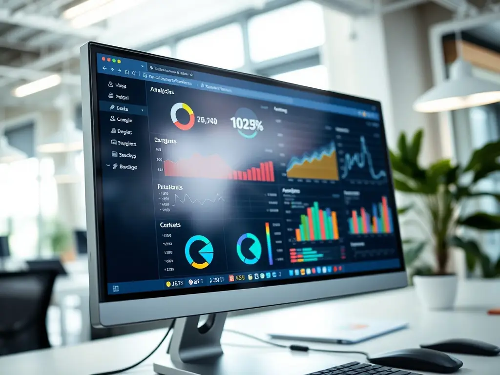 A dashboard displaying key performance indicators (KPIs) and marketing metrics, with a focus on data visualization and performance tracking.