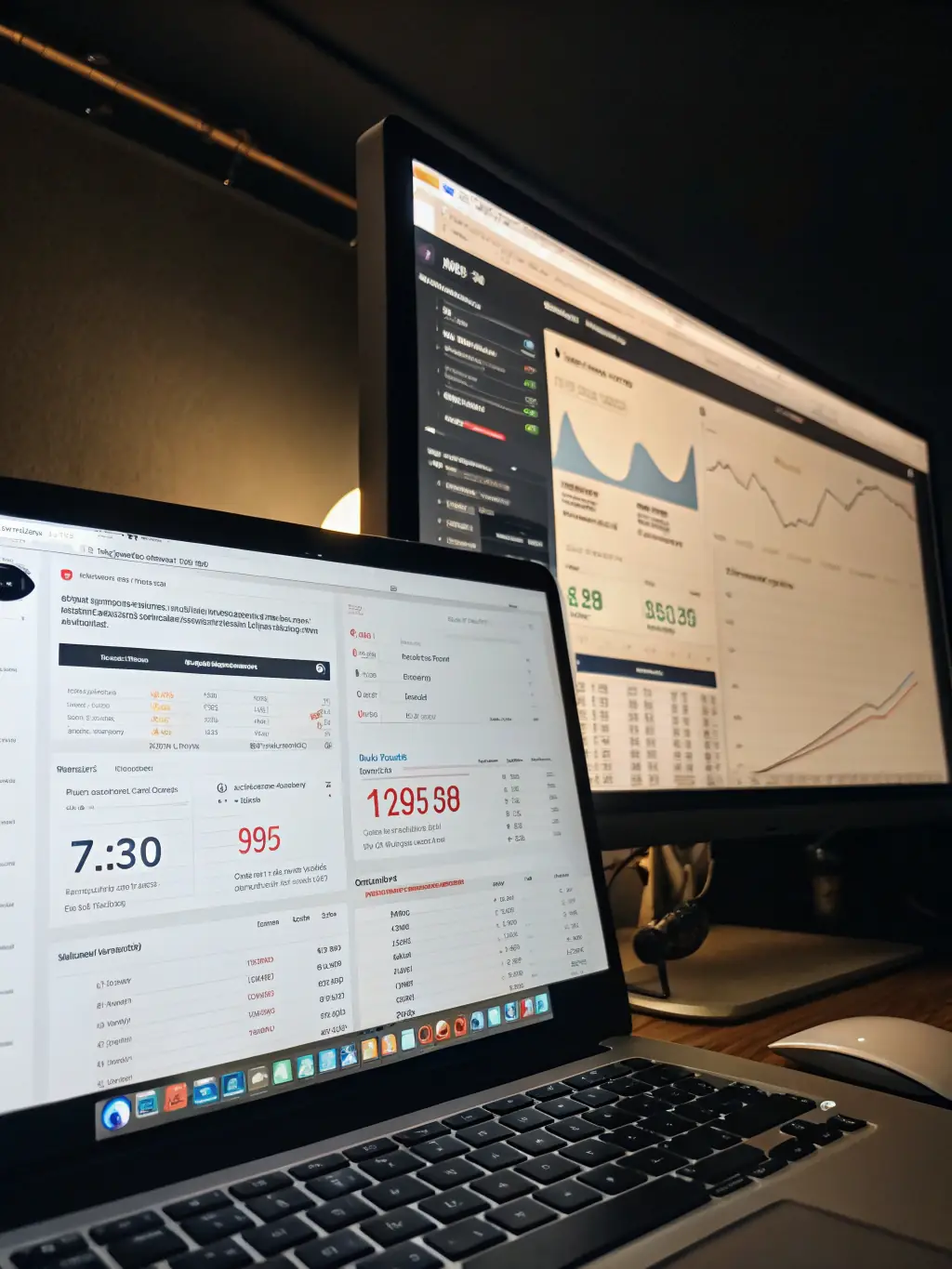 A visual representation of A/B testing, showing two different versions of a webpage being compared with data overlays indicating performance metrics.